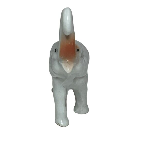 Vintage White Ceramic Elephant Trunk Up Lucky Elephant Japan - Picture 2 of 7